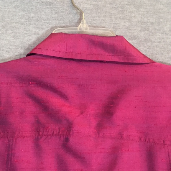 💖 Chico's Silk Textured Oversized Relaxed Fit Fuchsia Jacket Size 2 - Picture 11 of 16